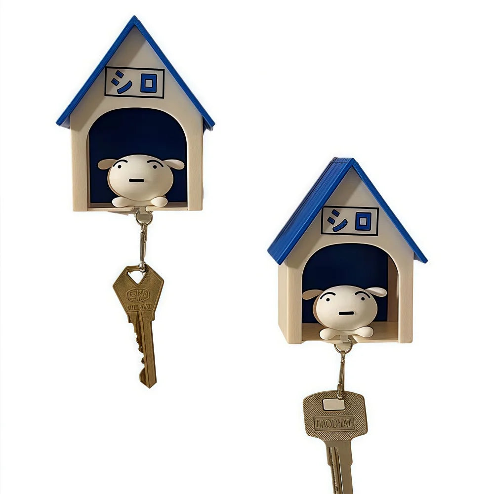 Crayon Shinchan Xiao Bai Go Home Themed Key Hook Wall Mount with Adorable Small House Design for Anti Lost Key Holder Organizer