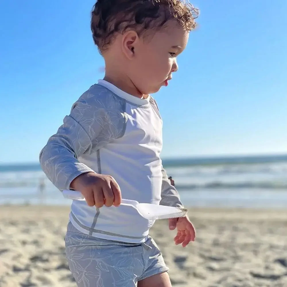 Baby Boys Swimming Wear Spell Color Long Sleeve Swimsuit + Shorts 2pcs Suit Children Quick Drying Swimwear