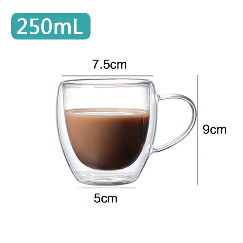 Transparent Glass Coffee Cup Milk Whiskey Tea Beer Double Creative Heat Resistant Cocktail Vodka Wine Mug Tumbler Drinkware Gift