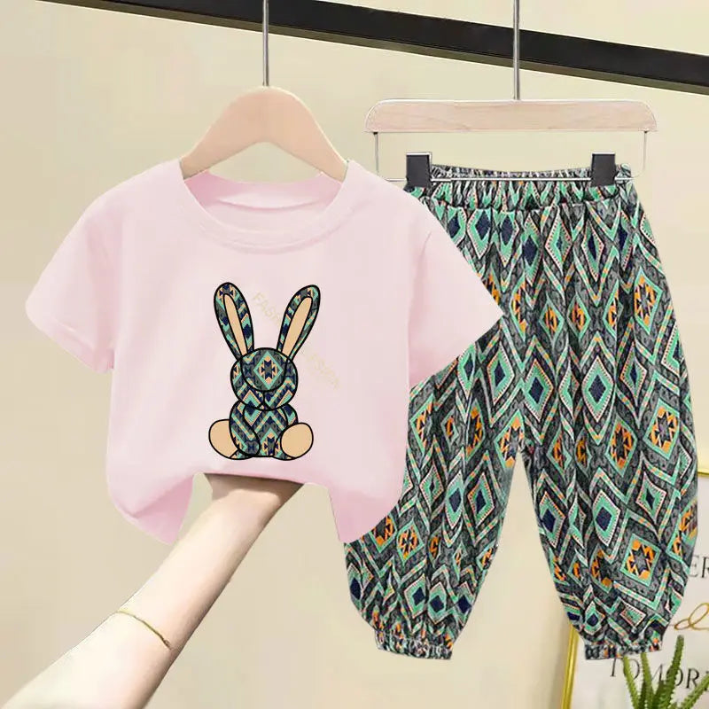 Children Clothing Sets Boys Girls 2023 Summer Mother Kids Clothes Cotton T-shirt Short Sleeves Trousers 2pcs Suit Baby Clothes