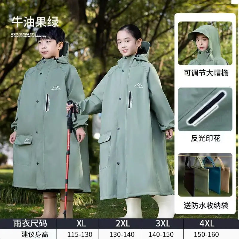 2025 New Children Waterproof Raincoat For Outdoor Camping Tour Long With Schoolbag Poncho For Primary Secondary School Students