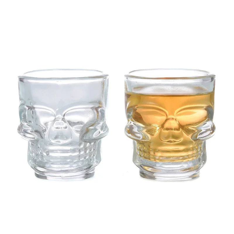 1/2Pcs Skull Head Shot Glass Cup Creative Clear Crystal Wine Cup Liquor Whiskey Vodka Beer Steins for Party Bar Halloween Gifts