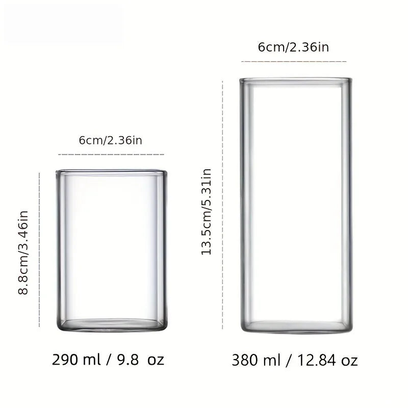 1PCS Creative Square Glass Transparent Cold Drink Large Capacity Iced Coffee Milk Tea Drinking Cup Red Wine Glass Coffee Cup
