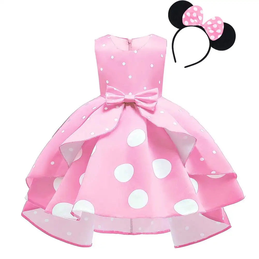 Girl Dresses Baby Girl Clothes Tutu Princess Dress+Minnie Mouse Ear Headband Cosplay Halloween Birthday Party Fancy Costume