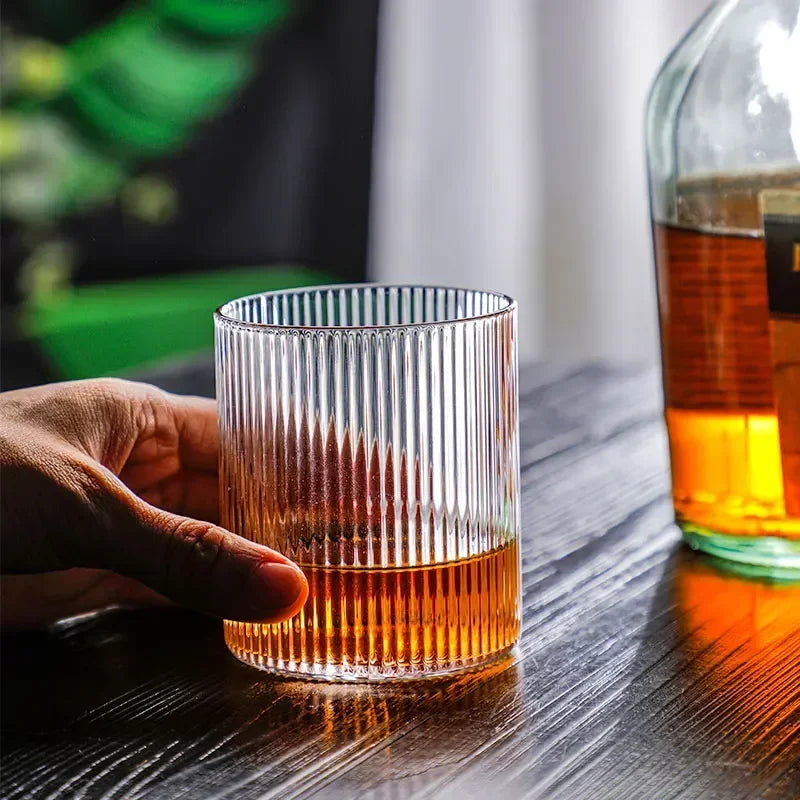 1/2/4/6pcs Vertical Pattern Cup Creative Japanese Glass Wine Juice Drink Coffee Handmade Clear Drinkware Shot Glasses Whiskey