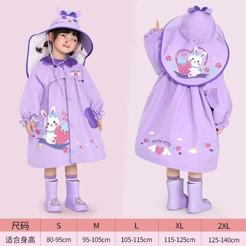 Rain and Shine Dual Use Girl Children's Raincoat Girl Kindergarten Children's Raincoat New Student Girl Baby Raincoat