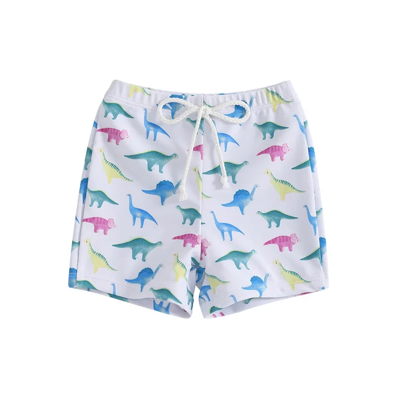 Cathery Kids Baby Little Boys Swimsuits Shorts Cartoon Dinosaur/Shark Print Bathing Suit Drawstring Swim Trunks Swimwear 6M-4T
