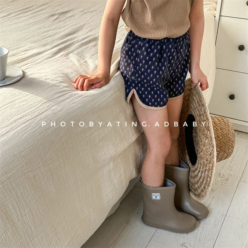2025 Summer New Baby Girls Cute Floral Shorts Children Loose Cotton Shorts Versatile Kids Print Casual Shorts Toddler Clothes