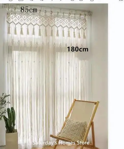Hand-woven Macrame Cotton Door Curtain Tapestry Wall Hanging Art Tapestry Boho Decoration Bohemia Wedding Backdrop Tapestry