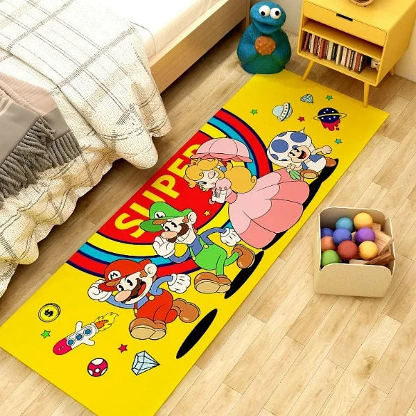 MINISO Mario Super Cartoon Long Carpet for Living Room Cartoon Children's Bedroom Sofa Doormat Anti-slip Balcony Room Floor Mat