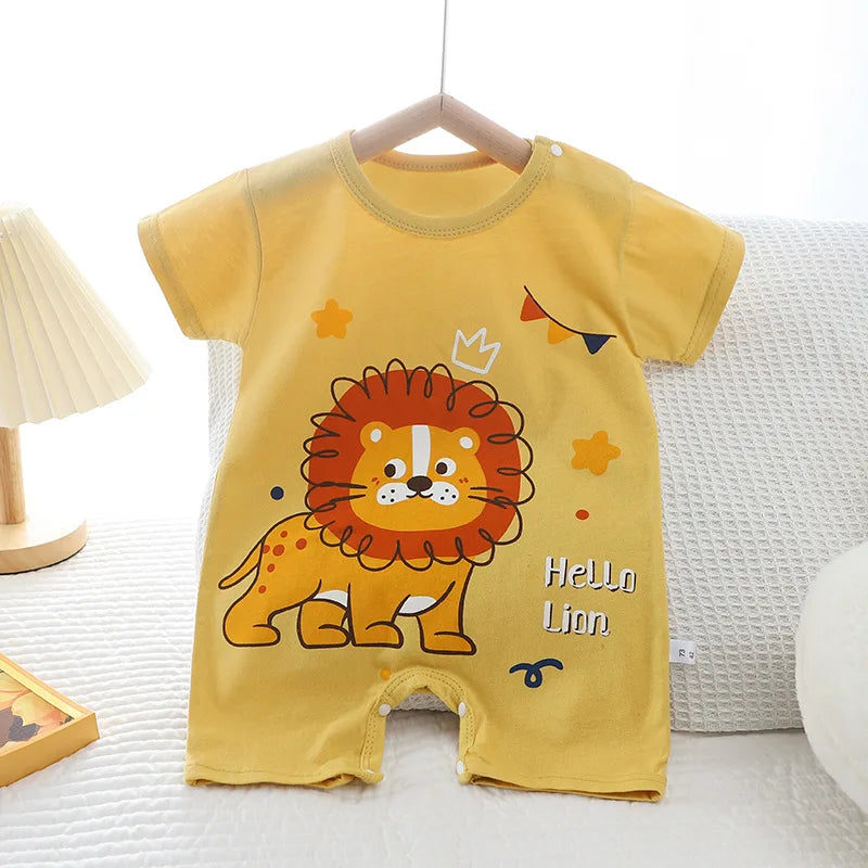 Infant Toddler Crawling Clothes Cotton Summer Boys Girls Thin Baby Short Sleeved Romper Suit Children's Onesie