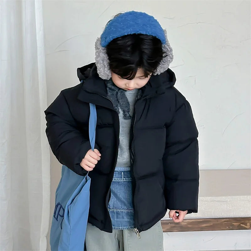 Boys Hooded Down Coats New Teenager Fashion Parkas New Kids Girls Winter Warm Jackets Children Thicken Windproof Outerwear