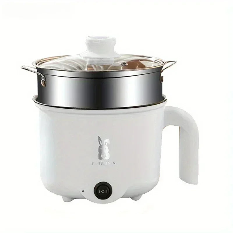 220V Mini Electric Cooker Multi-functional Cooking Pot Non-stick Frying Pan Ramen Dormitory Small Electric Hot Pot Cute Cartoon
