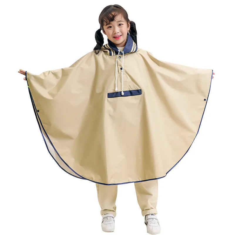 Children's raincoat, cloak style school bag, advanced Korean version, primary school children's poncho, electric car raincoat.