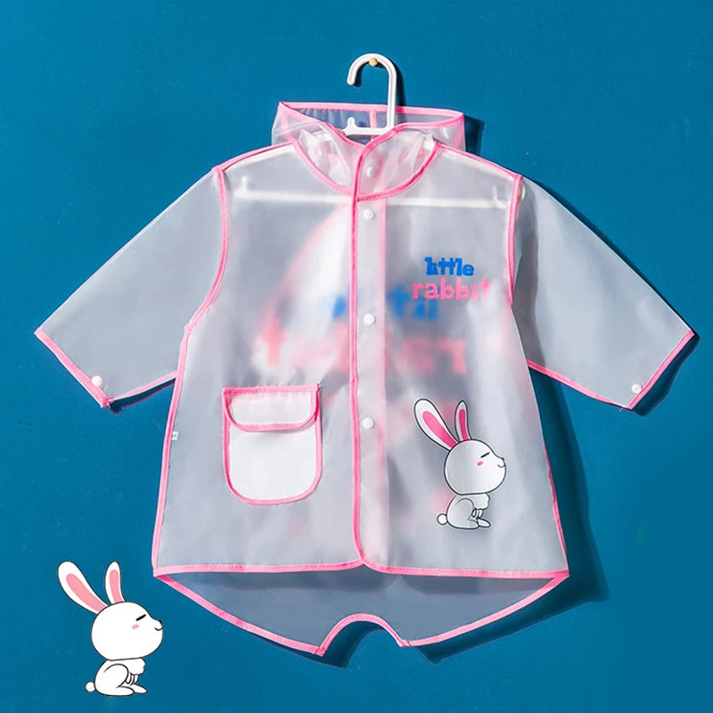 Children's Raincoat, Boys and Girls Transparent Poncho, Waterproof Kindergarten Rainwear, Kids' EVA Raincoat with Storage Bag