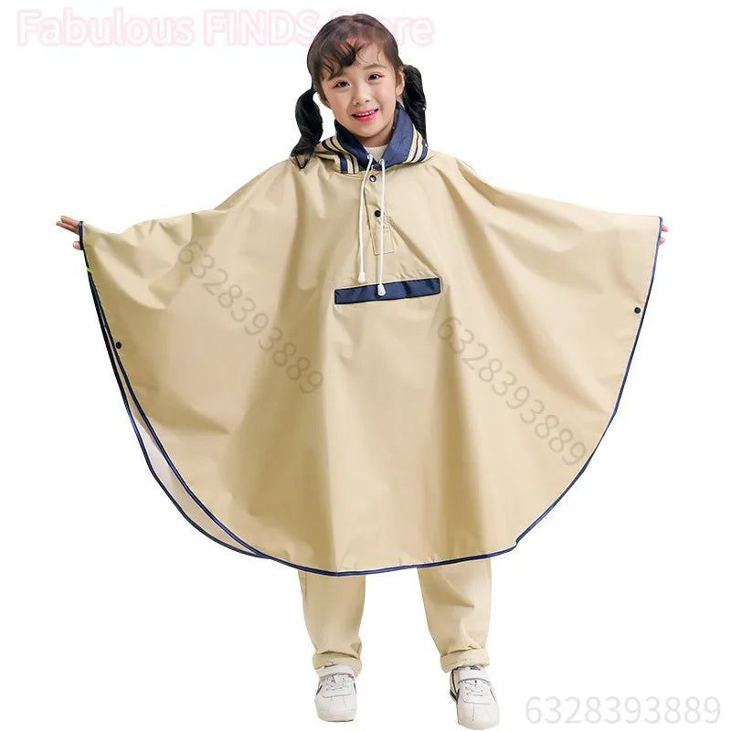Children's raincoat, cloak style school bag, advanced Korean version, primary school children's poncho, electric car raincoat.