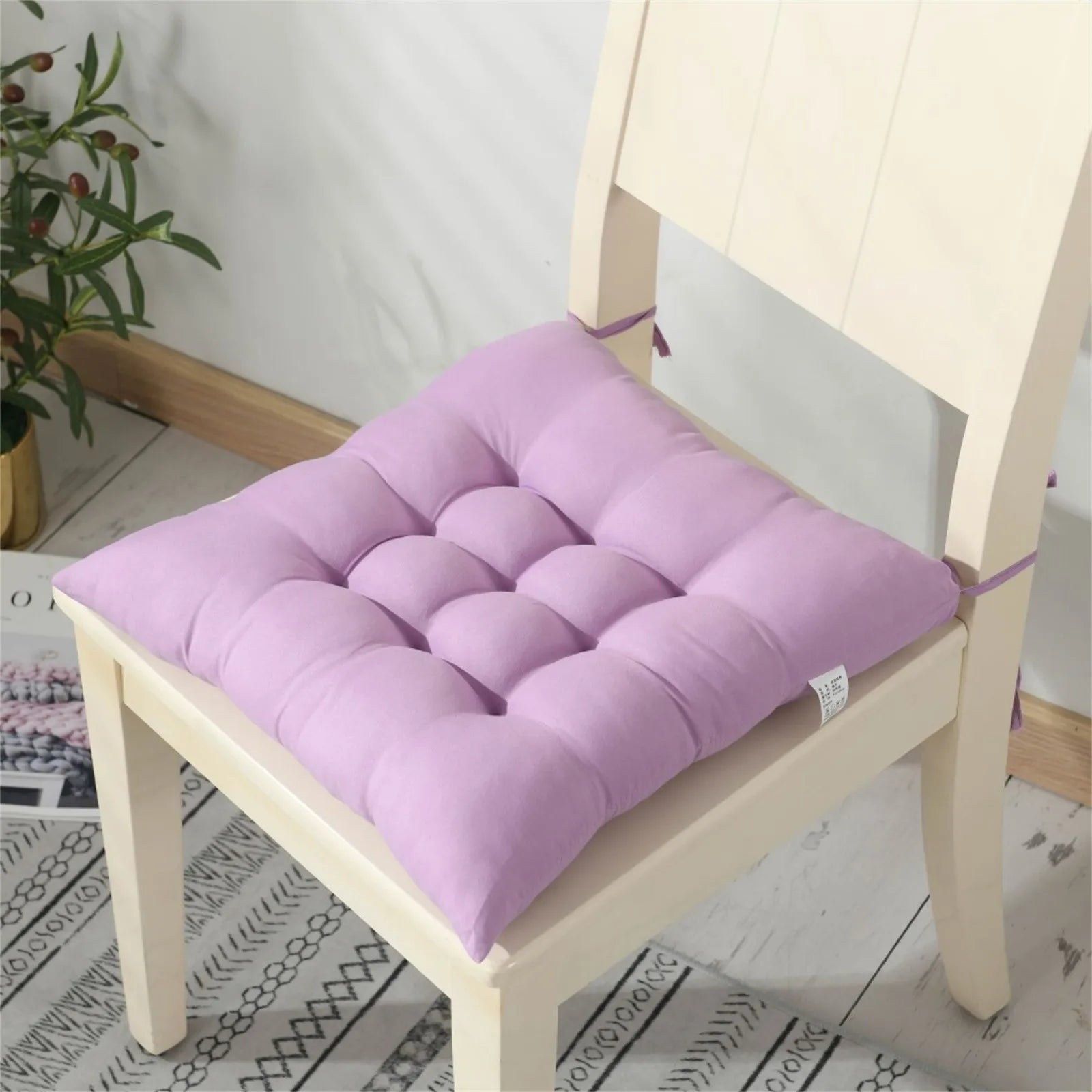 Solid Color Square Chair Soft Comfortable Seat Cushion Tie On Pillow Sofa Chair Decor Seat Cushion Student Chair Pad 40x40cm 쿠션