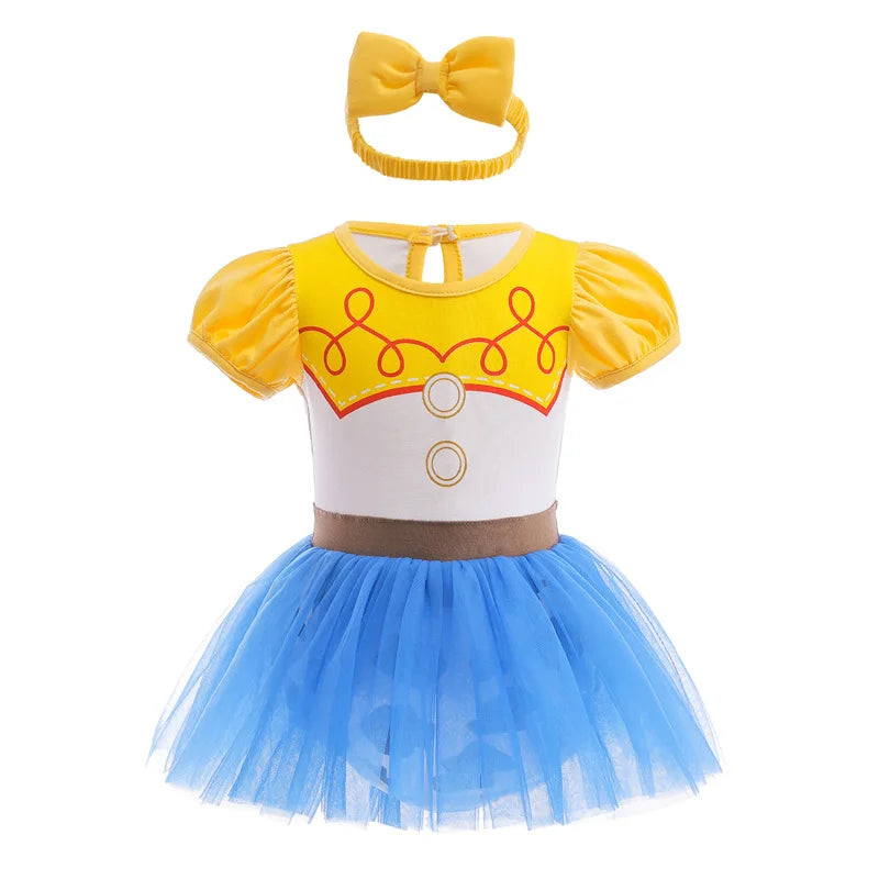 Baby Romper TUTU Dress With Headband Infant Baby Princess Girl Clothes Size 3-18M Cute Design Baby Dress Party Costumes