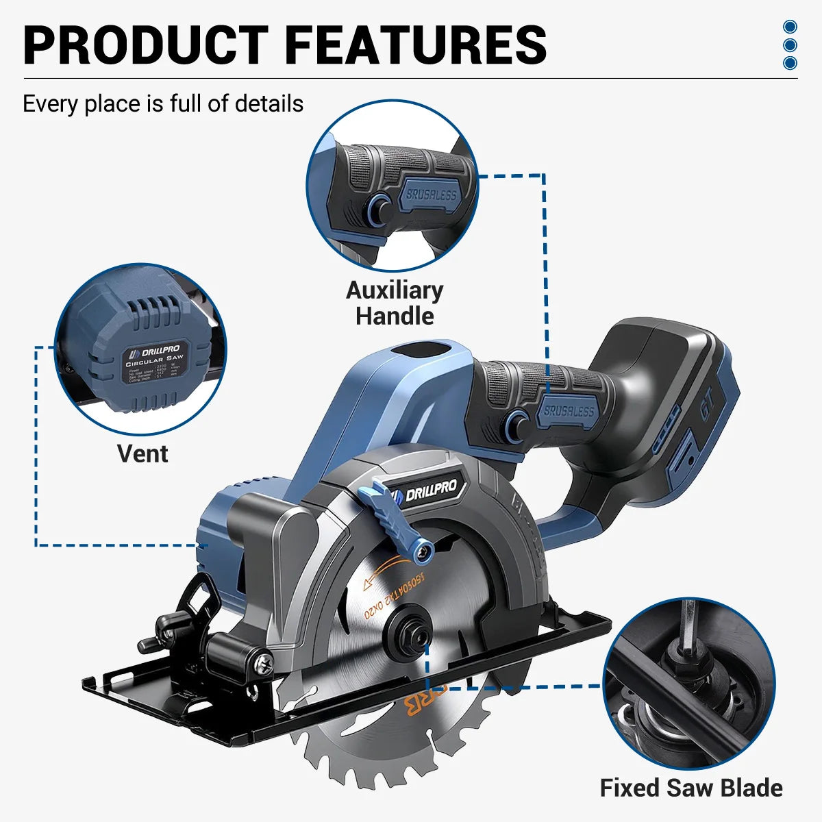Handheld Brushless Circular Saw 150mm Multifunctional Cutting Tool Cordless Electric Saw Battery Digital Display for Makita 21V