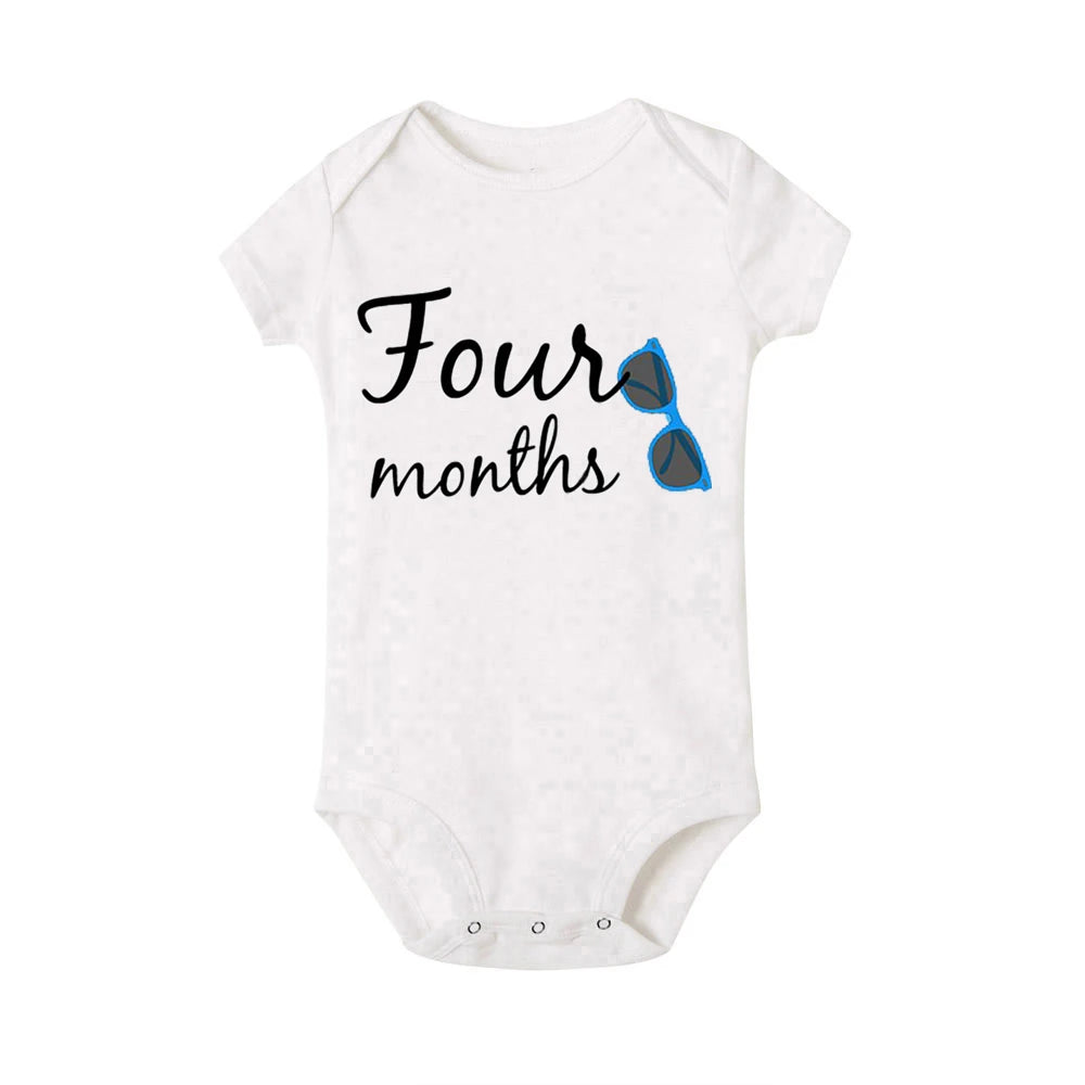 Baby Grow Monthly Milestone Baby Bodysuit 1-12 Month Newborn Romper Photography Prop Outfit Toddler Clothes Infant Shower Gift