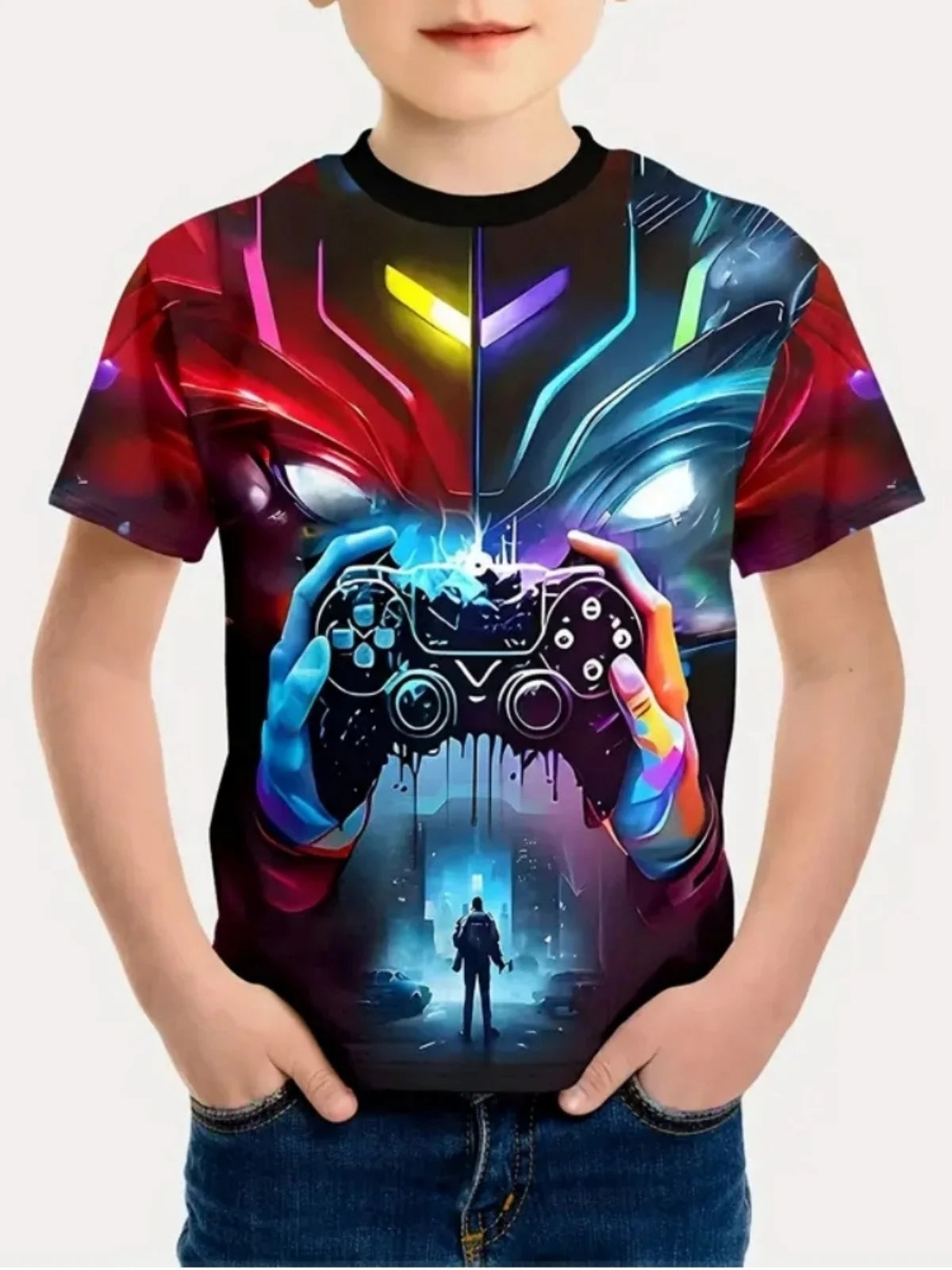 Casual Game Pattern Children's T-Shirt Boy Tops Baby Summer Short Sleeve Clothes Kids 3-12 Years Tees Novelty Children T-Shirt