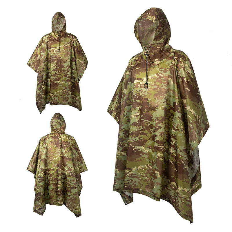 Men's Military Waterproof Zipper Camo Raincoat, Waterproof Rain Coat, Men's Raincoat, Women's Raincoat, Awning, Motorcycle Rain Poncho