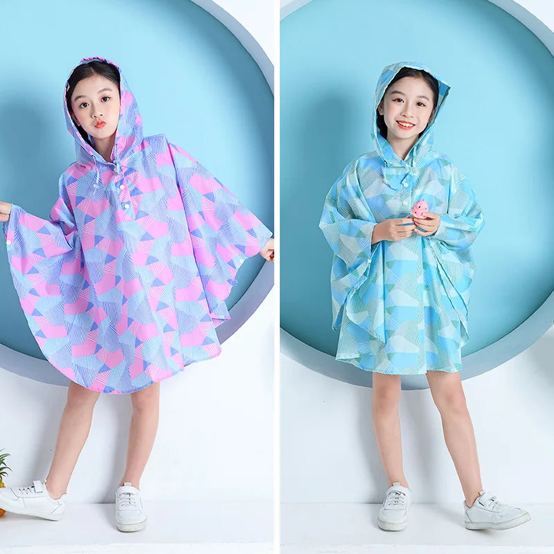 Fashion Endorsement Bag Children's Large Cape Raincoat Student Baby Water Jacket Outdoor Rainproof Poncho Thin
