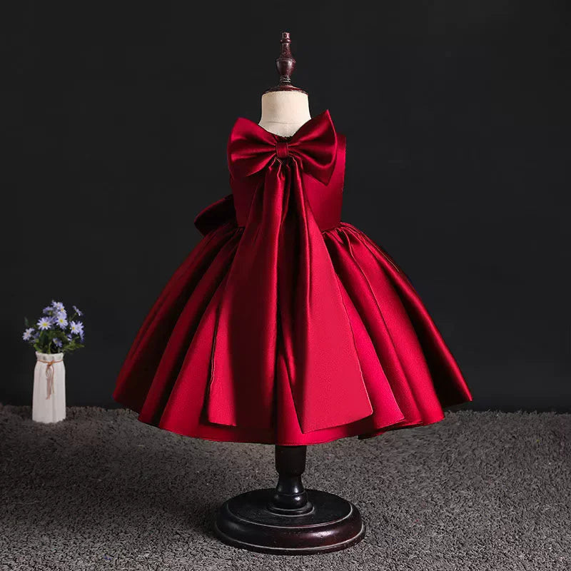 Girls Big Bow Princess Dresses Kids Sweet Tutu Baby Birthday Party Christening Gown Ball Children Baptism Clothes Vestidos