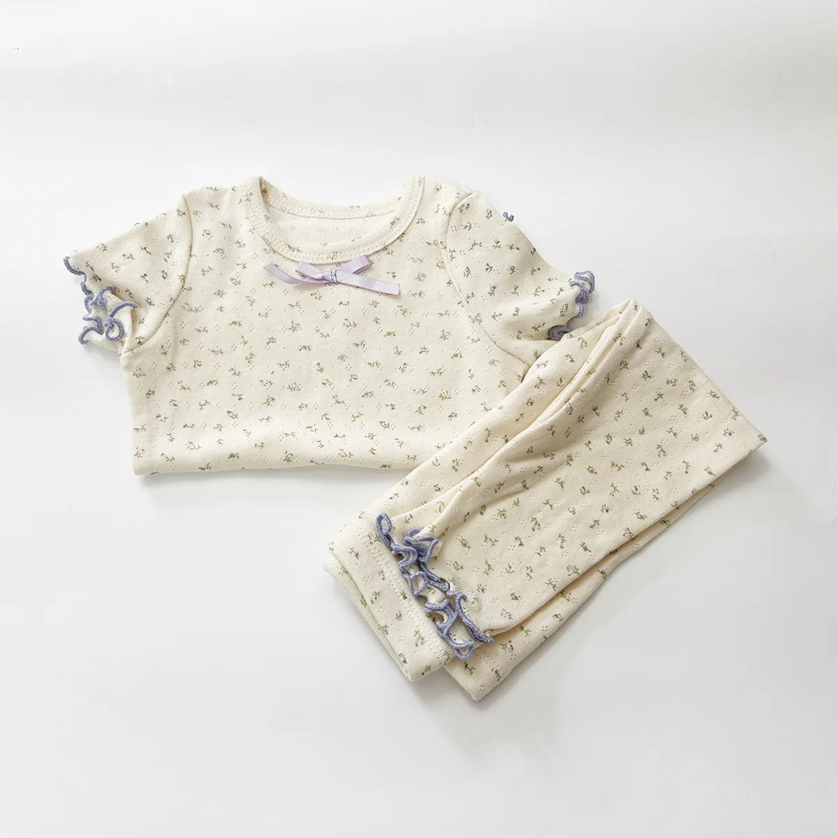 1-6T Toddler Kid Baby Girl Clothes Set Summer 100% Cotton Long Sleeve T Shirt Top Pant Suit Homewear Stretch 2pcs Pajamas Set