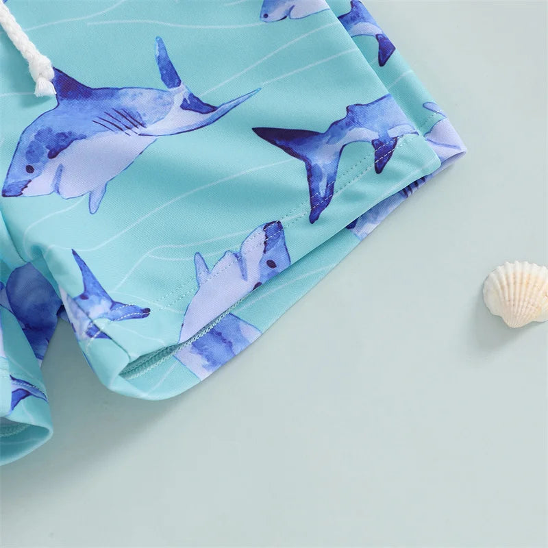 Cathery Kids Baby Little Boys Swimsuits Shorts Cartoon Dinosaur/Shark Print Bathing Suit Drawstring Swim Trunks Swimwear 6M-4T