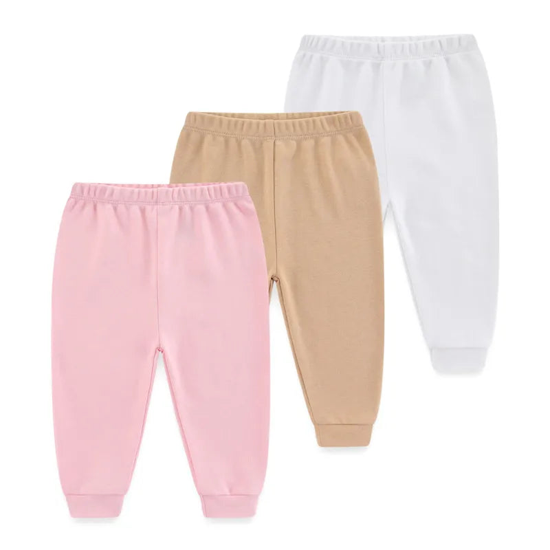 Kiddiezoom Unisex 3 PCS Baby Boy Girl Pants Sets Soft Cotton Infants Bottoms 0-24M Newborn Leggings