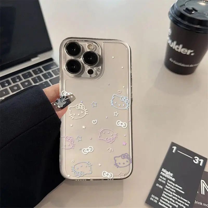 Cute Sanrio Biye's Hello Kitty Phone Case for IPhone 16 15 14 13 12 11 Pro Max 16E 7 8 14 Plus 13 Mini SE 2022 Cartoon Cover Y2K