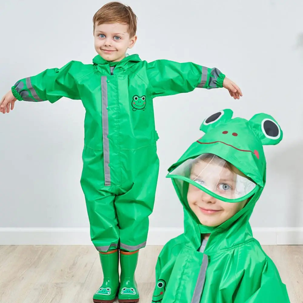 1Pc Children Raincoat Kids Boys Girls Waterproof Jumpsuit Hooded Cartoon Dinosaur Baby Rainwear And Pants for 1-10 Years Old