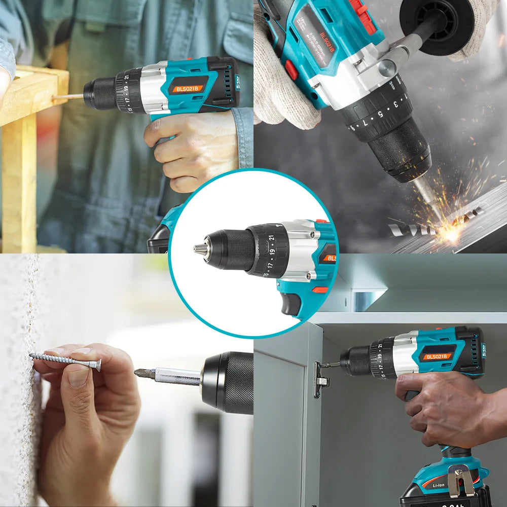 Abeden BLSG21B 18V 1800rpm Cordless Woodworking Drill Lithium-ion Battery for 2 Speed ​​Hand Driver Wrench Power Tool