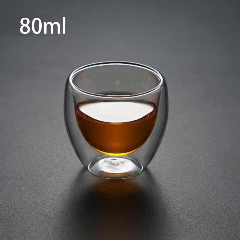 450/250ml Double Wall Glass Clear Handmade Heat Resistant Tea Drink Cups Healthy Drink Mug Coffee Cups Insulated Shot Glass