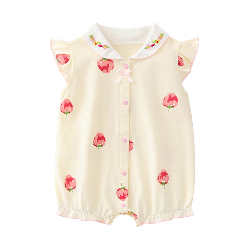 Newborn Baby Summer Thin Pure Cotton Clothes Bag Baby Girl Princess Cute Jumpsuit 0-1 Years Old Sleeveless Harem