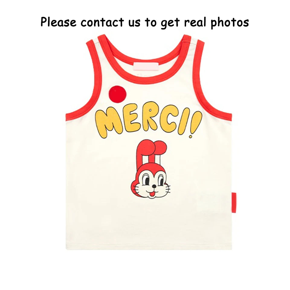Summer Korean Children Clothes Set Bebe Girls Strawberry Print Vest Tee Boys Cartoon T-shirts Shorts Kid Sweatshirts Tee Pants
