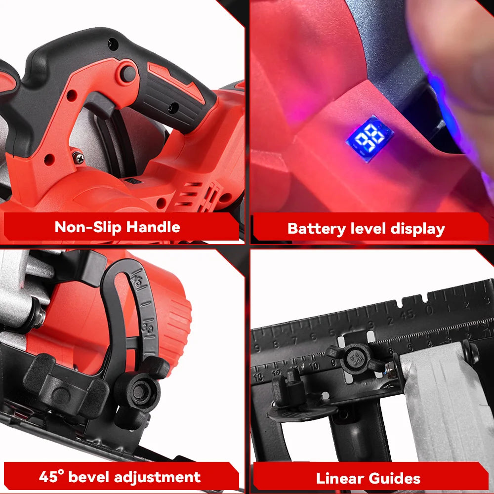 ONEVAN 4000W Brushless Electric Circular Saw 11000RPM 8Inch Cordless Handheld Wood Cutting Power Tool For Makita 18V Battery Pin