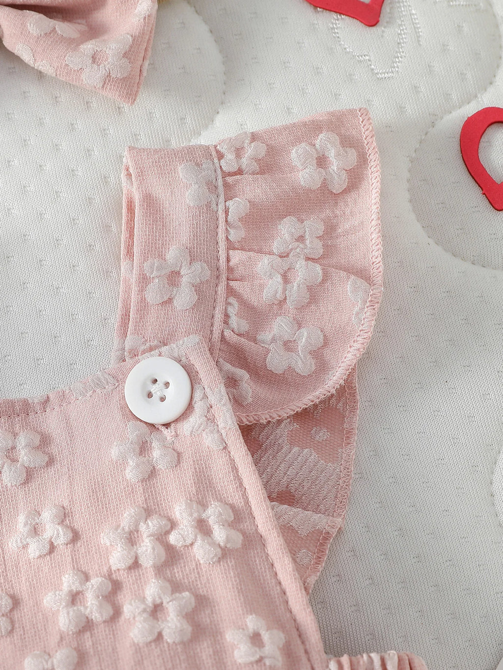 Baby Gilrs Fashion Cute Pink Print Flower Honey Jumpsuit For Summer Sleeveless Casual Clothing+Headband