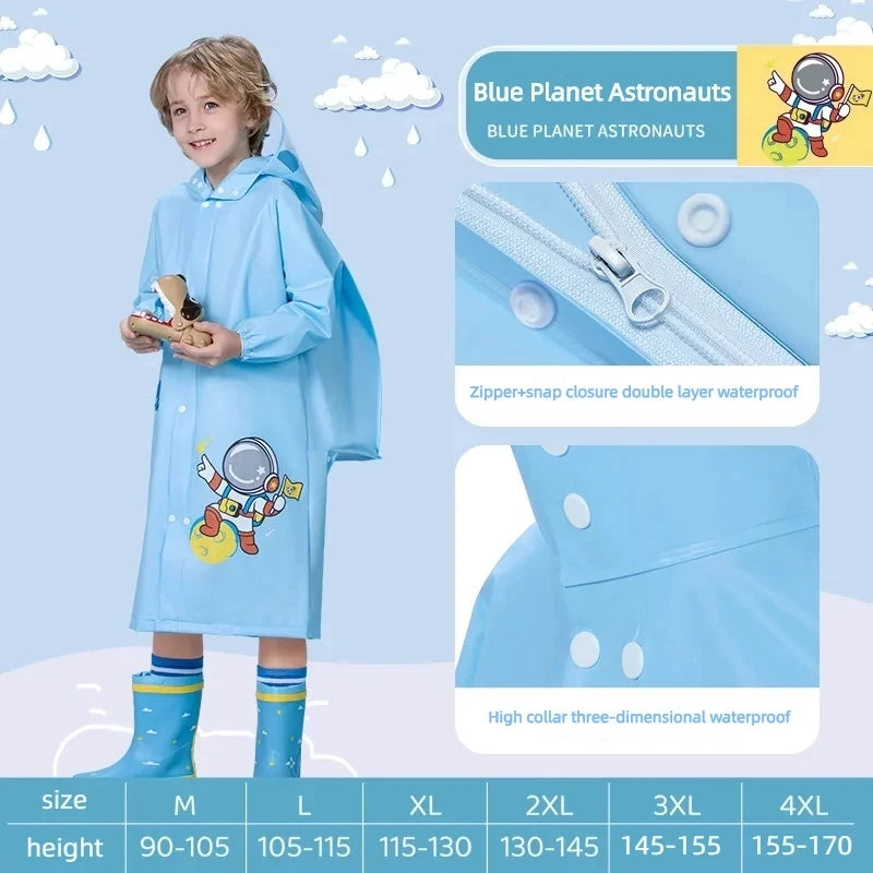 Children's Raincoat, Kids Waterproof Rain Poncho, Full Coverage, High-Quality Raincoat, Student Boys Girls Backpack Travel Rainwear