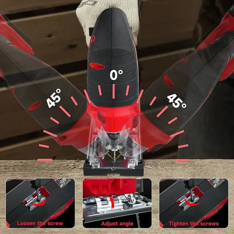 Electric Jig Saw for Milwaukee 18V Battery 2700RPM Variable Speed ​​3 Position Orbital Setting Cordless Jigsaw Tool (No Battery)