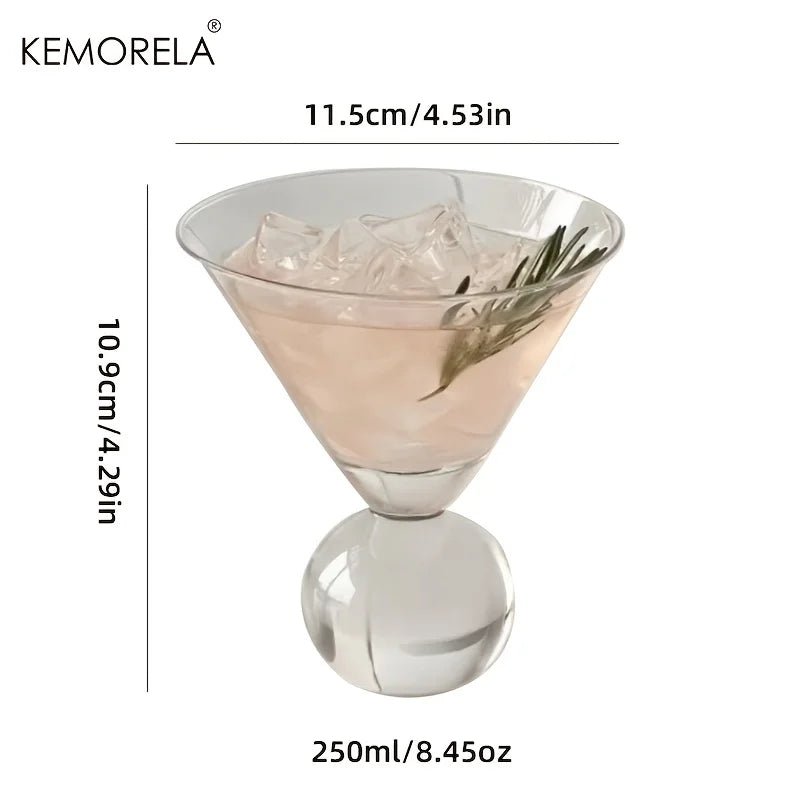 KEMORELA Martini Glass Cup 260ML Short Foot Beaded Cocktail Glasses Cups Thin Champagne Glass Transparent Wine Glasses Cup
