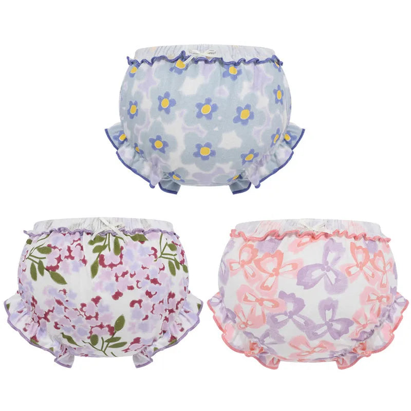 3 Piece/Lot 100%Cotton Baby Girl Panties Kids Infant Newborn Bow Underpants Wear Outside Fashion Shorts For Children Soft Briefs