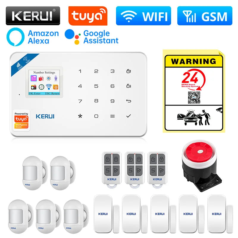 KERUI 2G WIFI GSM Alarm Security System  W181 Wireless Home Alarm Tuya Smart Burglar Alarm for House Protection Motion Sensor