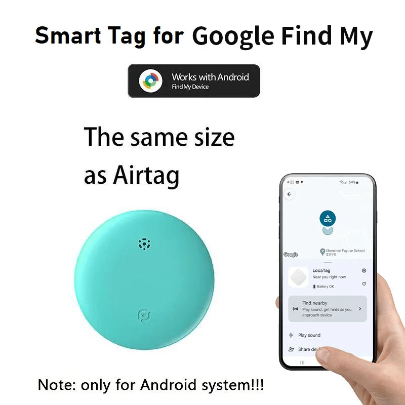 Gps tracker for android google find my device global positioning locator airtag replacement smart finder for car kids pet bag