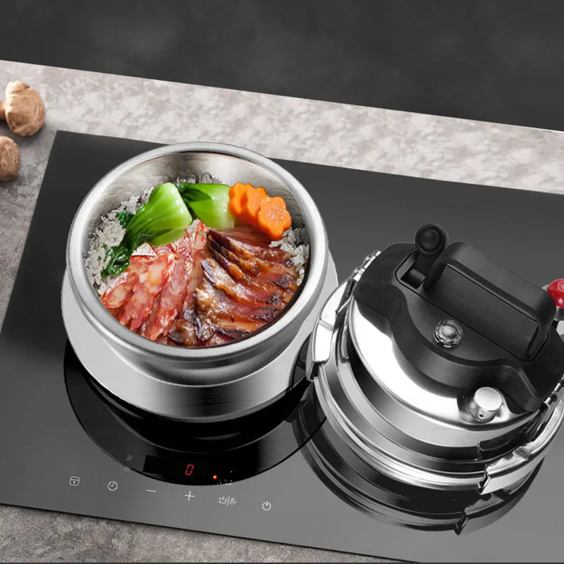 Outdoor Camping Mini Pressure Pot 0.8L-1.6L Stainless Steel Upgraded Household Gas Induction Cooker Cooking Pressure Pot