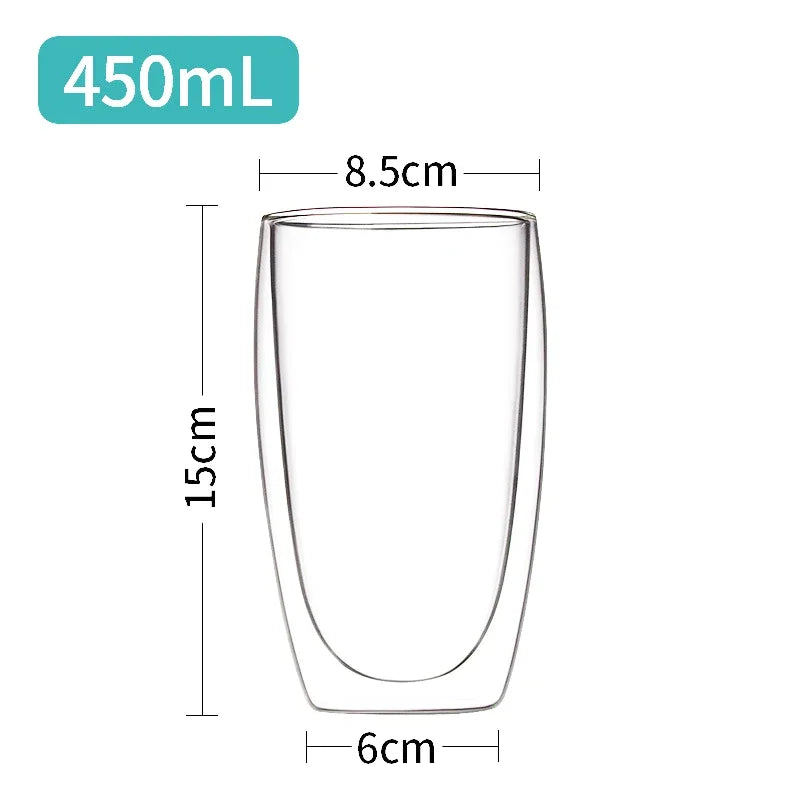 Transparent Glass Coffee Cup Milk Whiskey Tea Beer Double Creative Heat Resistant Cocktail Vodka Wine Mug Tumbler Drinkware Gift