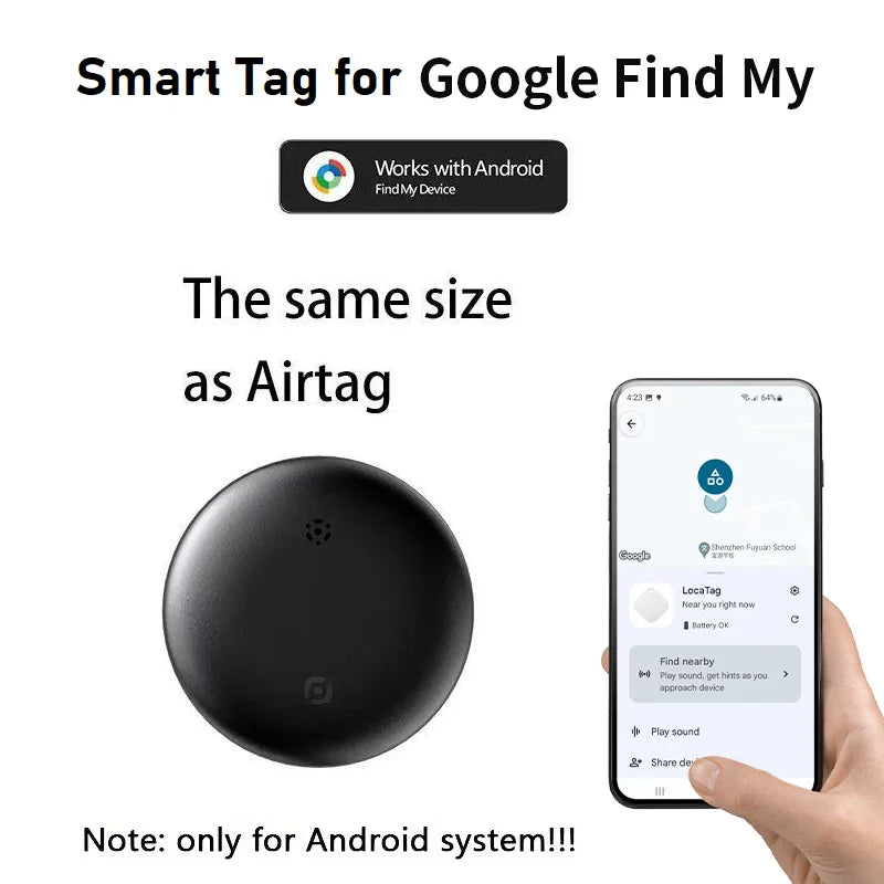 Gps tracker for android google find my device global positioning locator airtag replacement smart finder for car kids pet bag