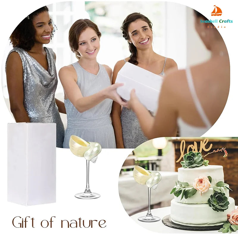 Natural Conch Shell Wine Glass Cup Handmade Wedding Glasses Martini Glasses Goblet Cocktail Drinkware Drinking Stemware Gifts
