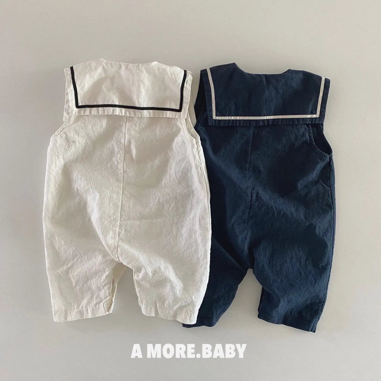 2025 Summer New Baby Boy Sleeveless Sailor Collar Romper Newborn Girl Navy Collar Jumpsuit Infant Toddler Loose Casual Clothes